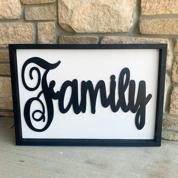 Family Word Sign FRAMED (16 “x 24”shown in picture)