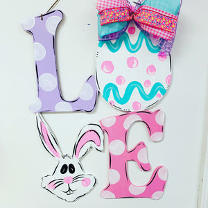 Easter LOVE with bunny and egg wooden door hanger