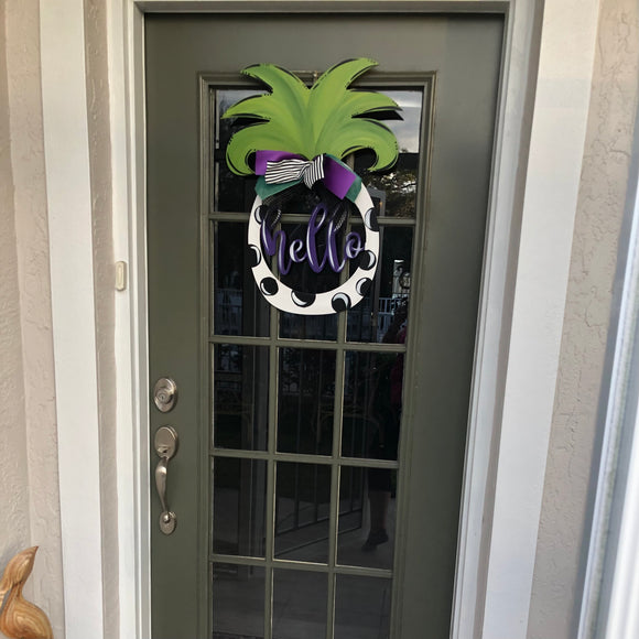 Pineapple with Hello Craft Cutout Wooden Door Hanger