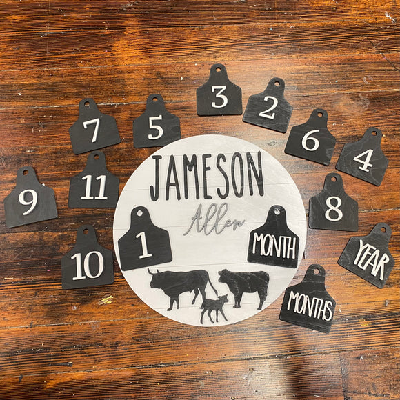 Baby Milestone Sign, Farmhouse Cow Themed